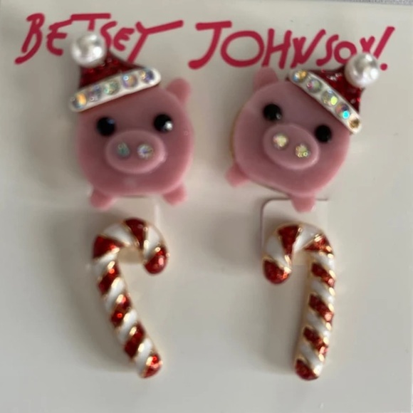 New Betsey Johnson  Winter Stud Studs Set of 4 Earrings - Picture 8 of 11